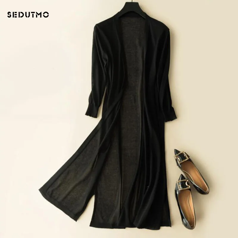 Летнее Длинное кимоно SEDUTMO Женский вязаный кардиган блузка тонкие осенние Топы в