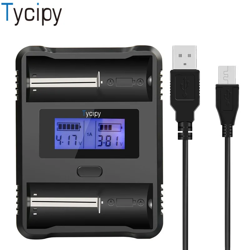 Tycipy зарядное устройство 2 слота Smart LCD USB для литий ионных аккумуляторов 1 В Ni MH/Ni CD