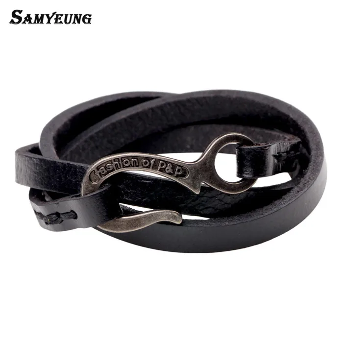 Samyeung Панк ручной работы DIY Браслеты крючки Homme из натуральной кожи мужской