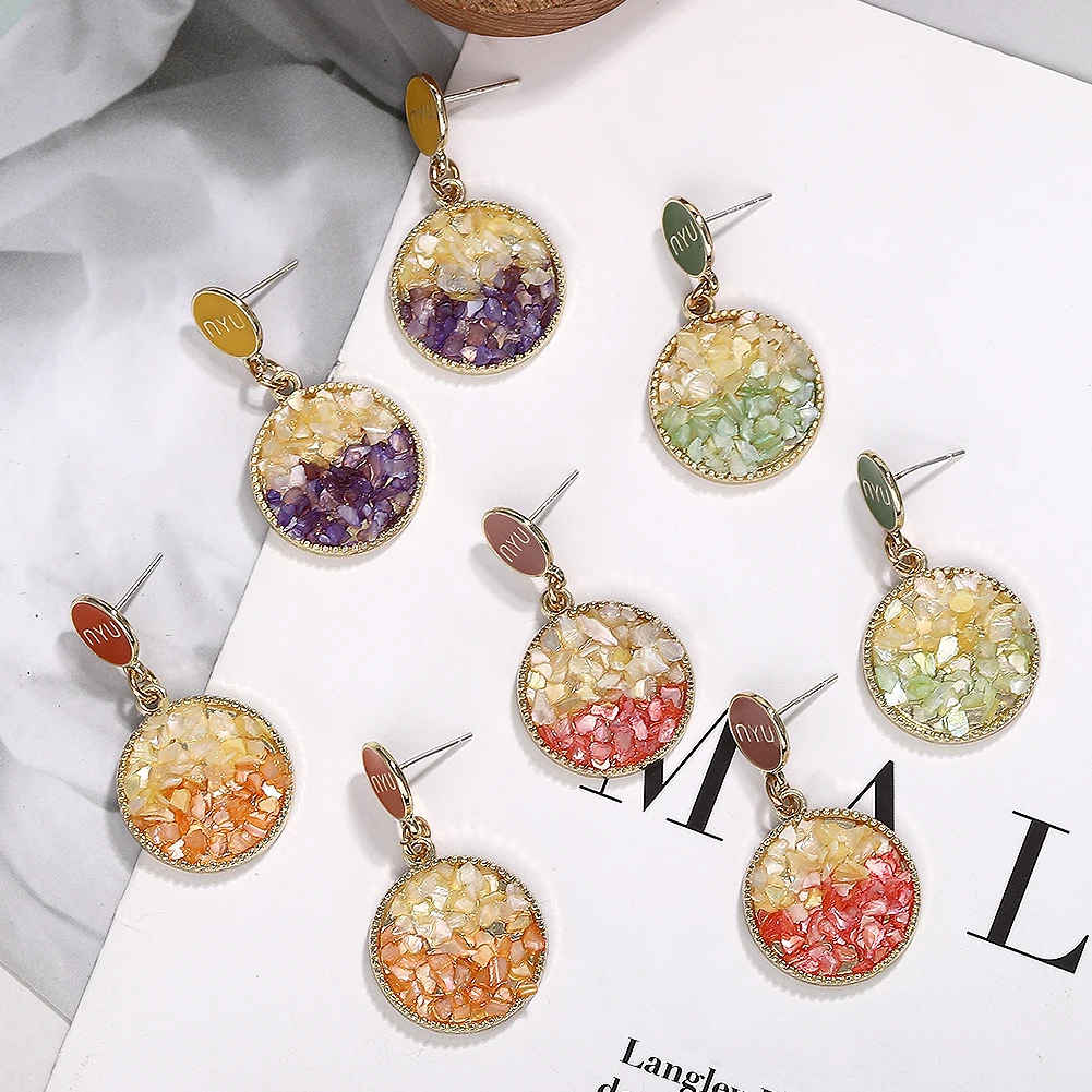 2019 модные круглые Красочные Висячие серьги для женщин богемные полимерные
