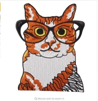ddnew arrival largesequined cat iron on patches for clothes jeans big motif embroidery applique animal sequin patch diy 1 piece