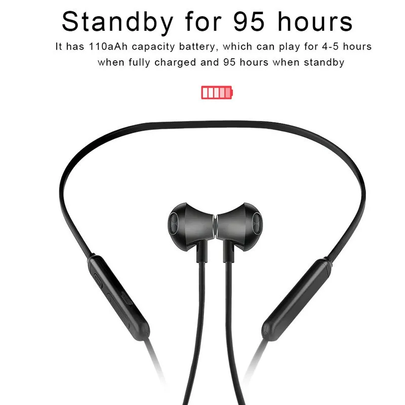 Беспроводные наушники Bluetooth спортивные стереонаушники с шейным ободом и