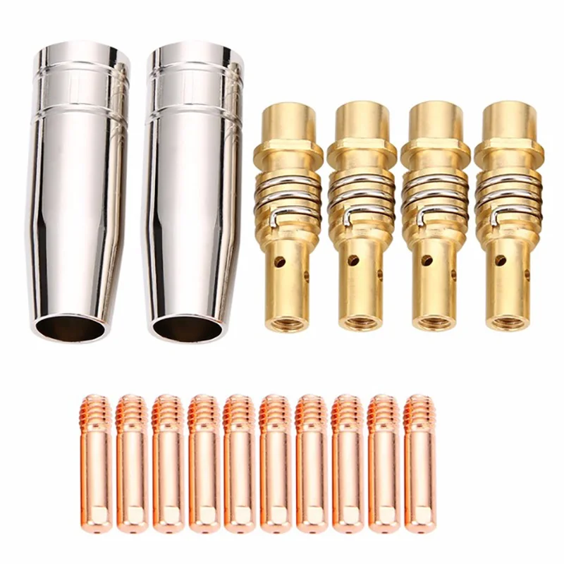 

HLZS-11Pcs/Set Mig Welding Nozzle Welder Torch Nozzles Gold Tip Holder Contact Tips 0.040 Inch Gas Diffuser Set For Torches