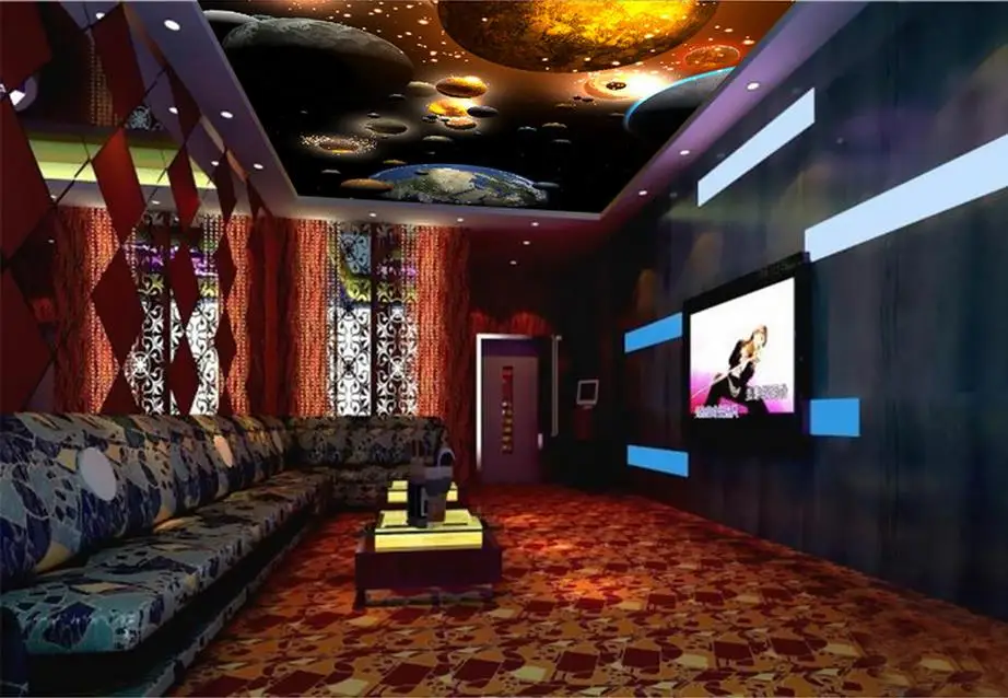 Пользовательский 3d фото потолка обои Космическая планета спальня потолочные