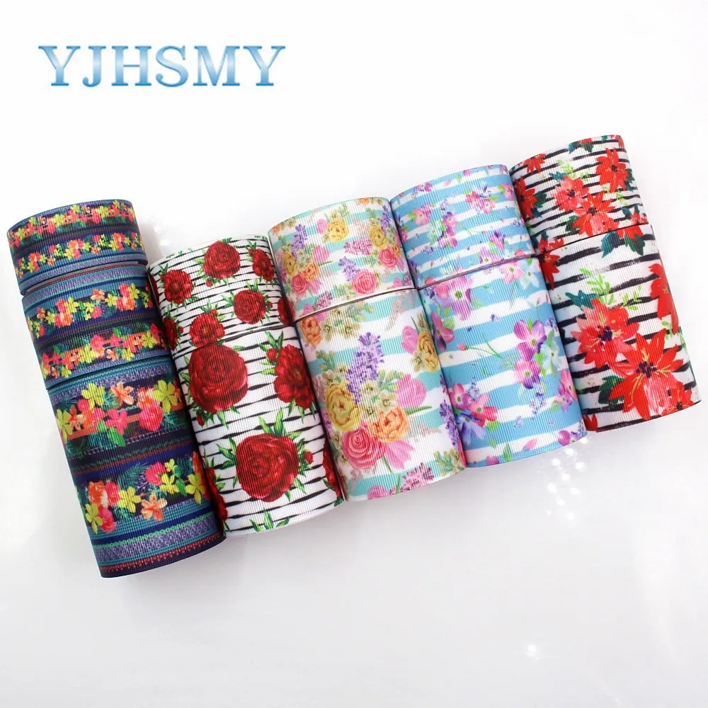 YJHSMY G 18925 1178 25/38/75 мм 10 ярдов весенние ленты с цветами термопечать grosgrain Подарочная