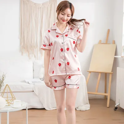 Пижамный комплект Женский с шортами и цветочным принтом на пуговицах|Комплекты