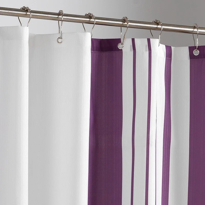 Purple Red Striped Pattern Waterproof Bathroom Shower Curtain with Lowest Price |
