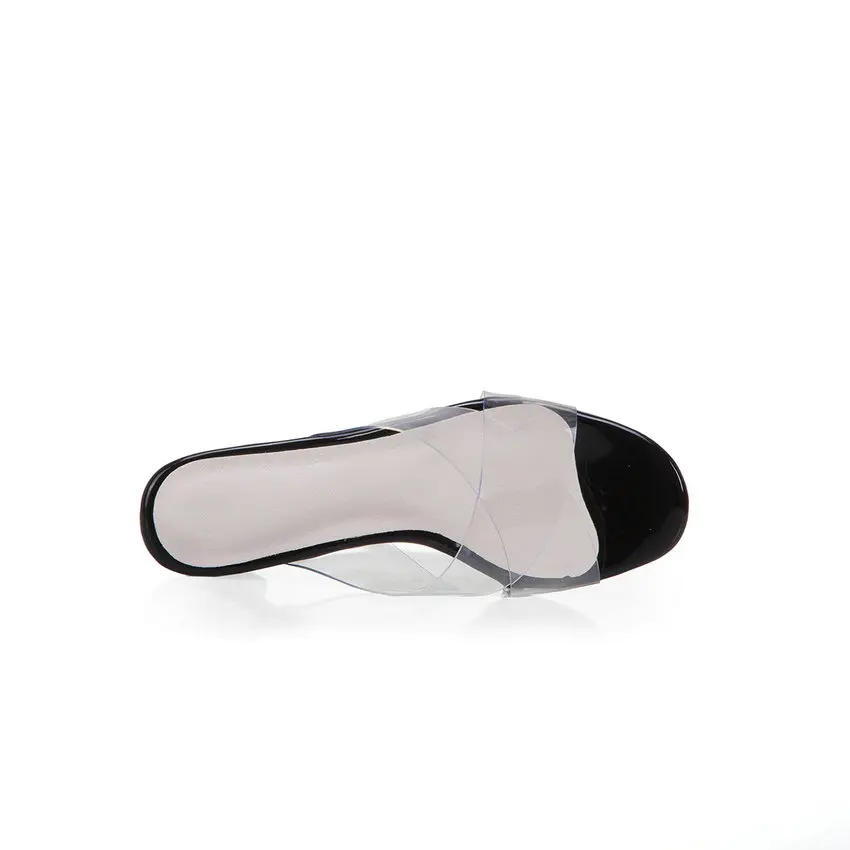 Женские сандалии QUTAA прозрачные летние с открытым носком на квадратном каблуке