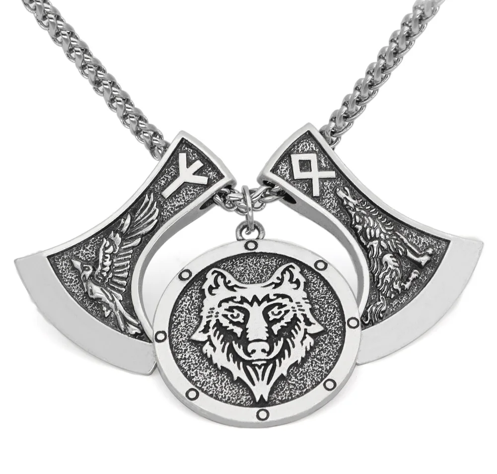 Мужское Скандинавское ожерелье викинга odin's wolf и raven с подвеской в форме