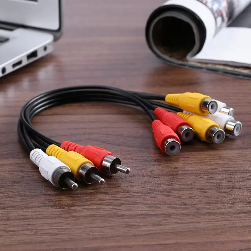 Черный 25 см 3RCA штекер к 6RCA разъем сплиттер Аудио Видео AV TV DVD адаптер кабель |