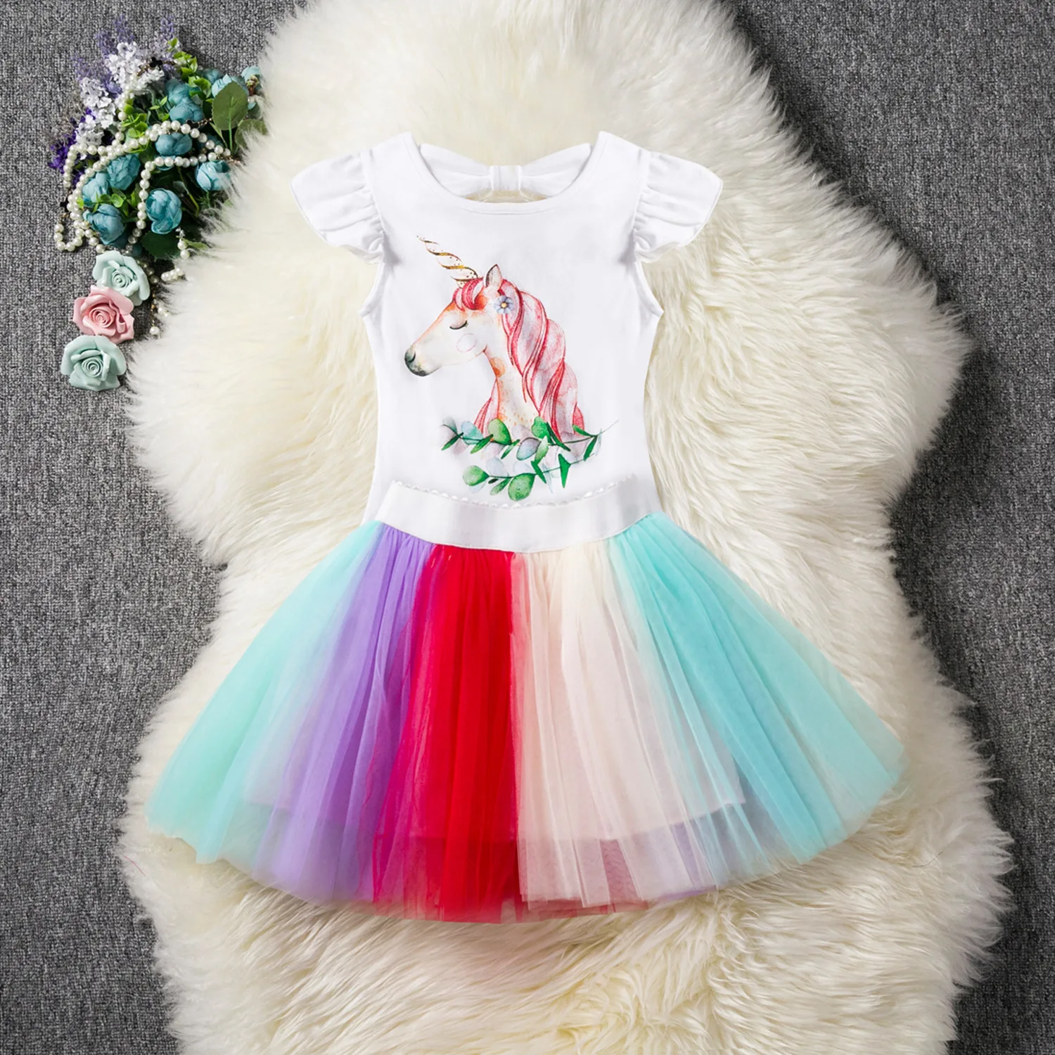 2019 Girls Dresses Kids Cartoon Vestidos Children Unicorn Party Spring Summer Little Sleeveless Dress | Детская одежда и обувь