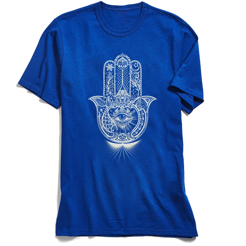 Футболка Hamsa мужская с коротким рукавом фиолетовый топ круглым вырезом из 100%