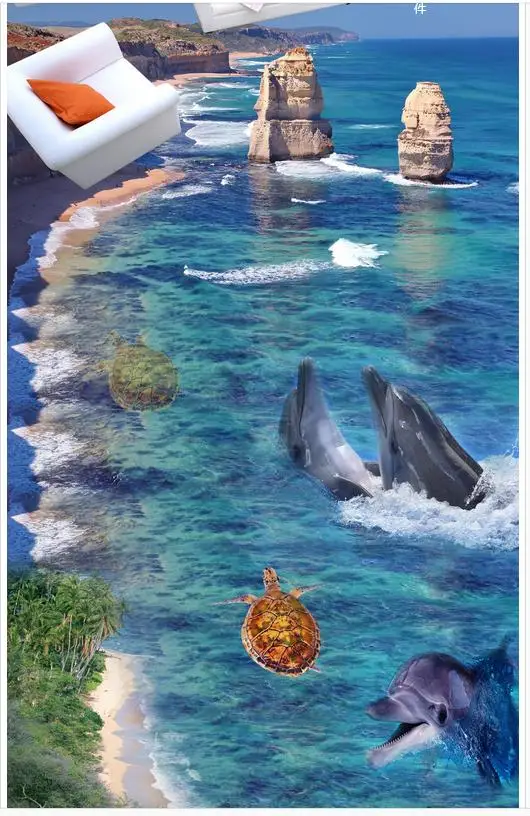 3D обои 3d пол фрески ПВХ Водонепроницаемый роспись Чулочные изделия для дома