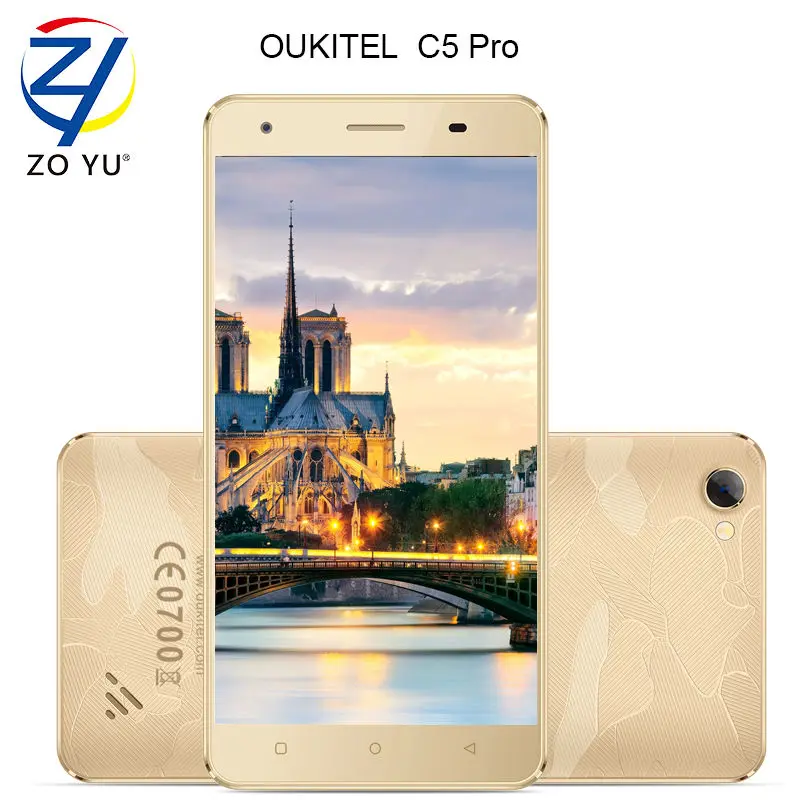OUKITEL C5 pro Смартфон 4 Г LTE Android 6.0 Зефир Мобильного телефона MTK6737 Quad-core 1.3 ГГц 2 ГБ + 16 5.0HD