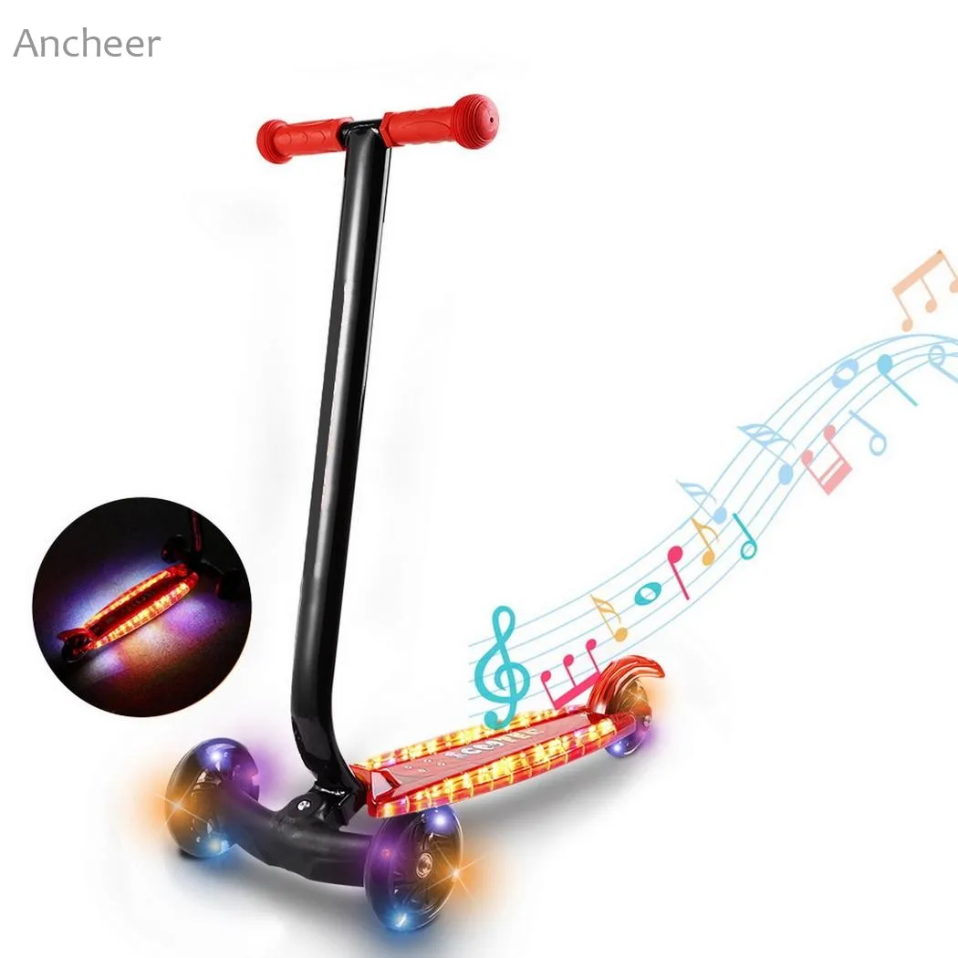 Новый самокат для детей 3 скутер с рулевой отдачей светодиодный подсветкой