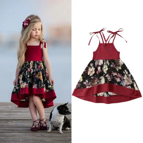 Новый стиль Брендовое детское платье Pudcoco с цветочным принтом для девочек