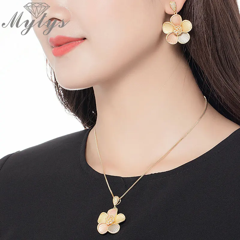 Mytys Для женщин высокое качество Parure Bijoux Femme Италия 750 Rose цвета: золотистый