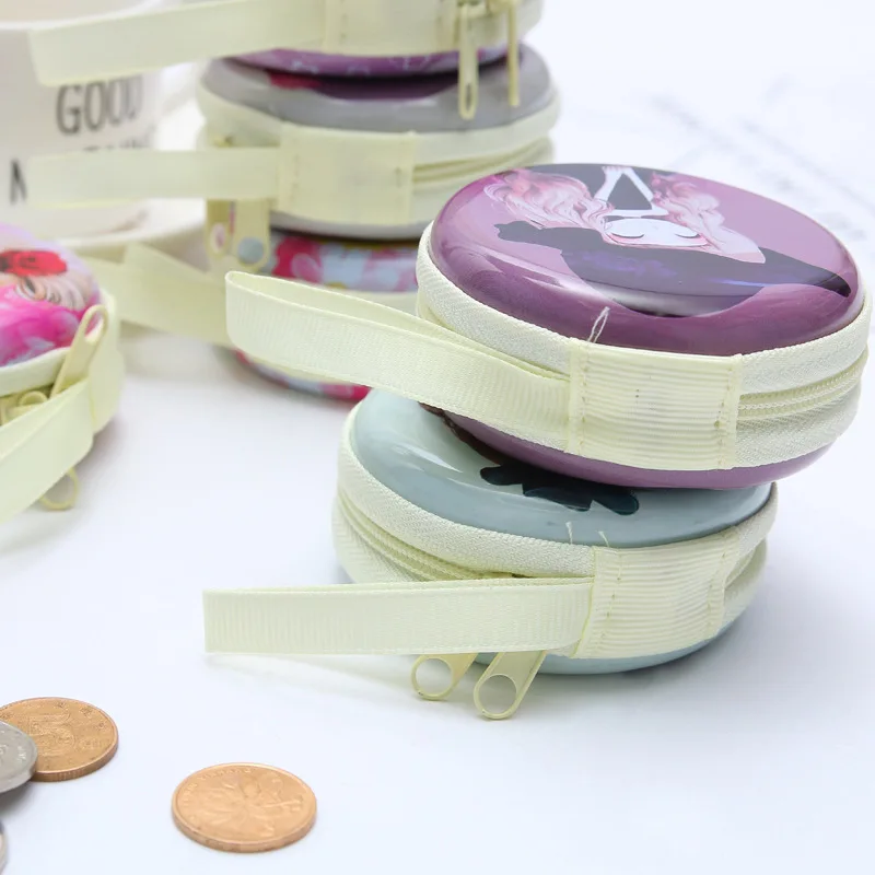 12 шт./лот новая модель милая девушка круглая жестяная железная коробка/мини