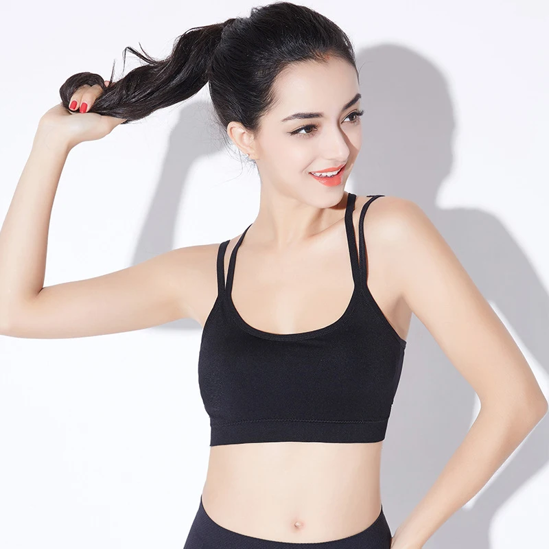 Women Tank Backless Sports Bras Running Crop Push Up Fitness Top Lace Strap Gym Tops Sport Vest Padded Yoga | Спорт и развлечения