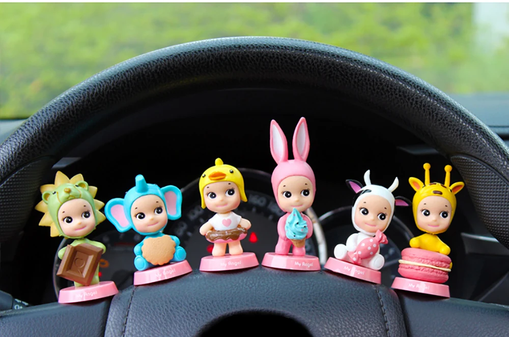 Украшение автомобиля, ПВХ, милый ангел, Детская кукла для украшения, Kawaii, автомобильная приборная панель, качающаяся голова, игрушки, фигурка, детский подарок, домашний интерьер