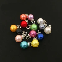 30pc 10mm beads round rhinestone abs imitation pearls charm pendant for earring bracelet choker necklace diy jewelry making z767