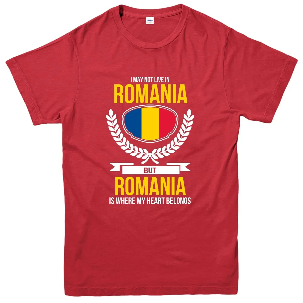 

Romania T-Shirt, My Heart Belongs To Romania Country Love Tee Top 2018 Men'S Fashion Cartoon Character Fitness T-Shirts