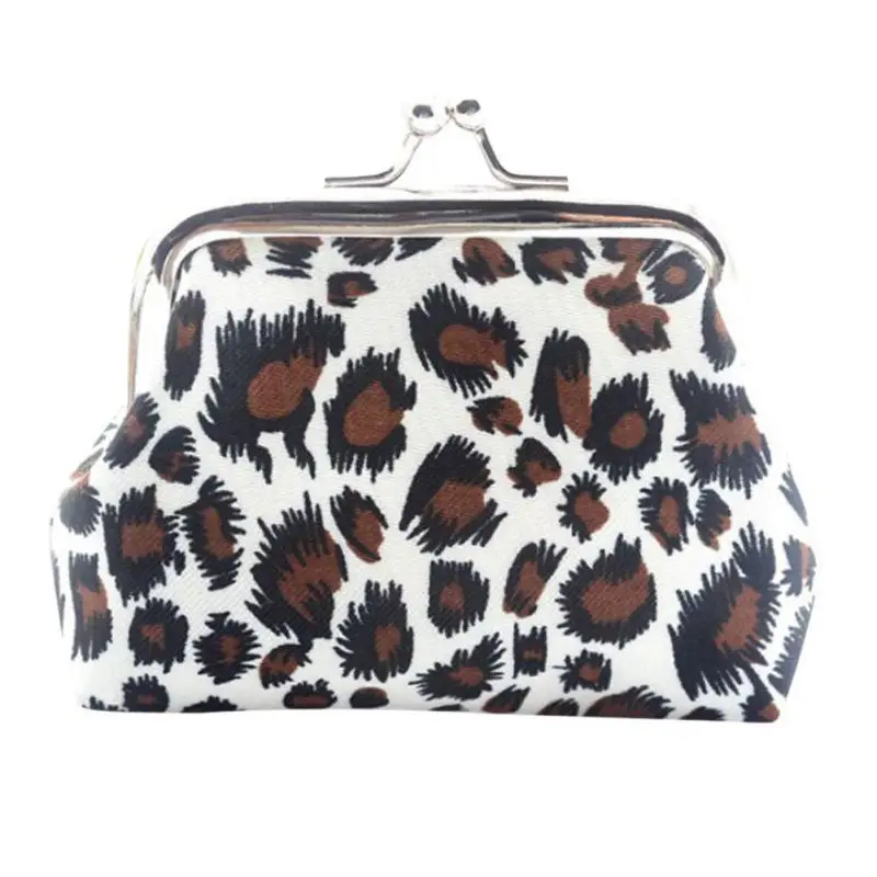 Винтажный маленький кошелек с леопардовым принтом Модный атласный из ткани для