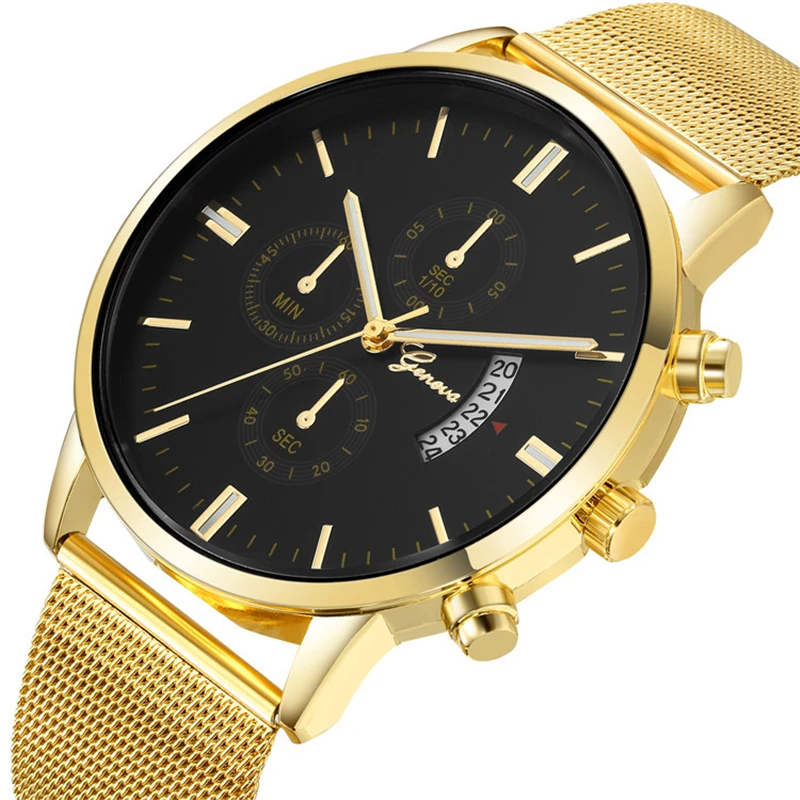 Waterproof Alloy Multifunction Business Watch Calendar Three Eyes Clock Full Steel Quartz Wristwatches Automatic for Men | Наручные часы