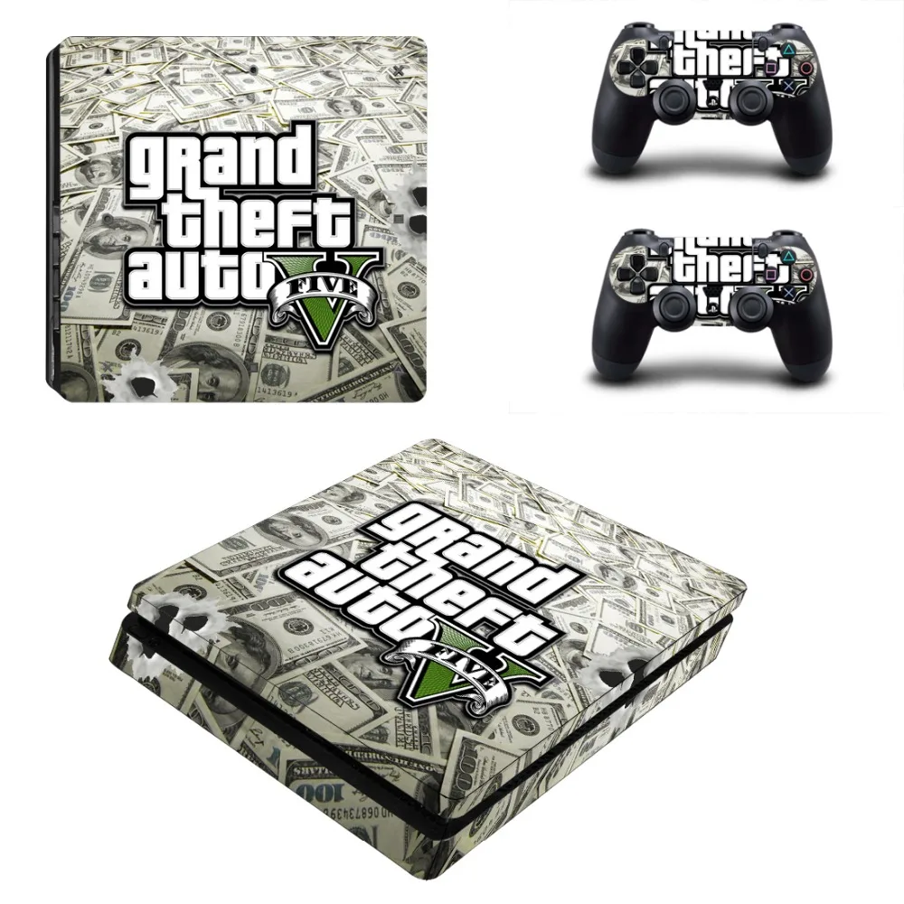 GTA 5 PS4 Slim наклейка Skin для консоли SonyPlaystation 4 и 2 шт наклейки контроллера|skin sticker for