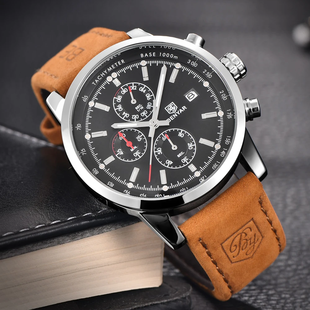 BENYAR Reloj Hombre модные спортивные мужские наручные часы с хронографом Лидирующий
