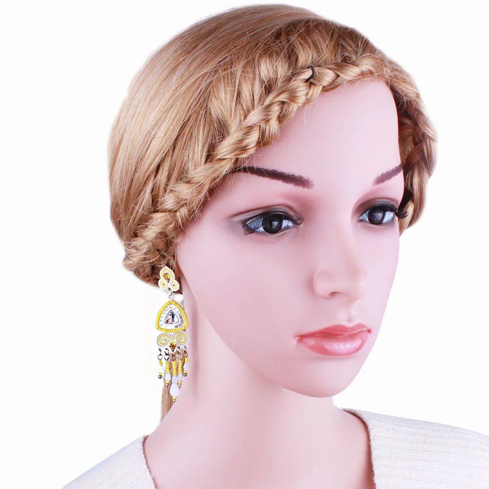 

FARLENA Jewelry Handmade Rope Resin Beads Geomeric Drop Earrings Vintage Bohemian Tassel Earrings for Women