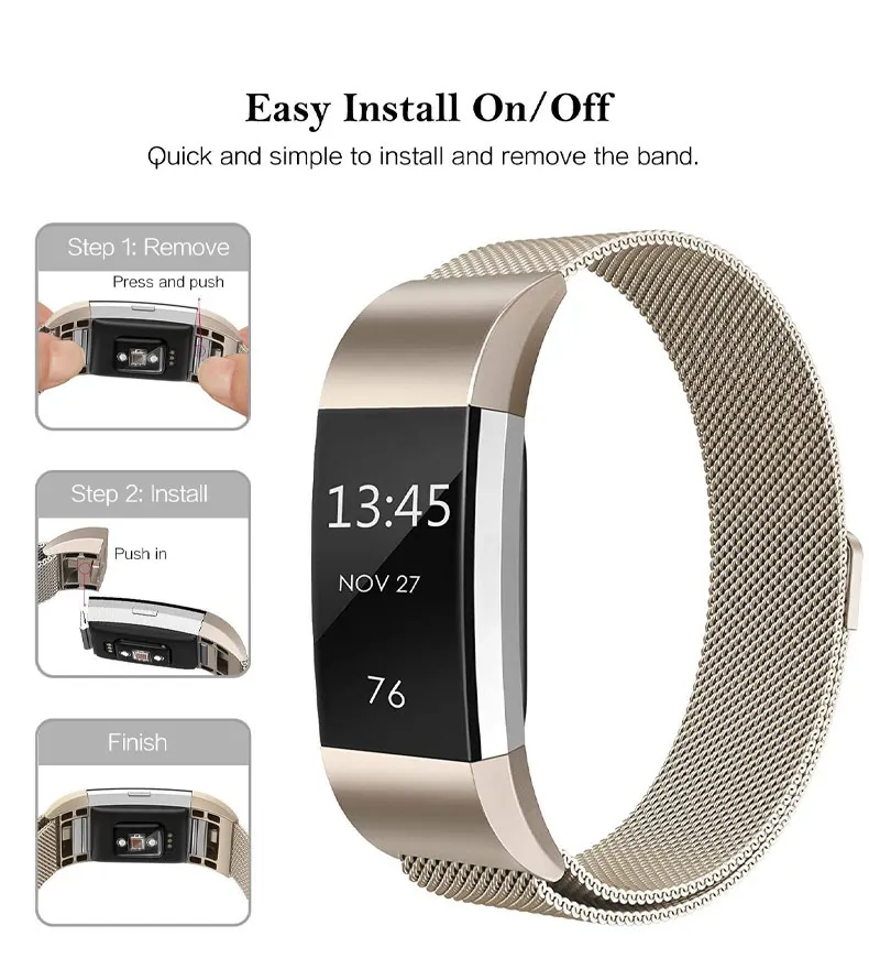 Хохлатая Миланская петля ремешок для часов для браслета FitBit Charge 2 Замена наручных часов браслет из нержавеющей стали ремень аксессуары