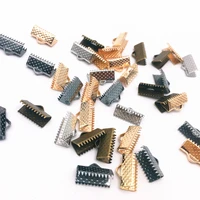 50pcs 10mm metal crimp end fold over clasps cord end clips kc gold dull silverbronzesilvergun black diy jewelry making