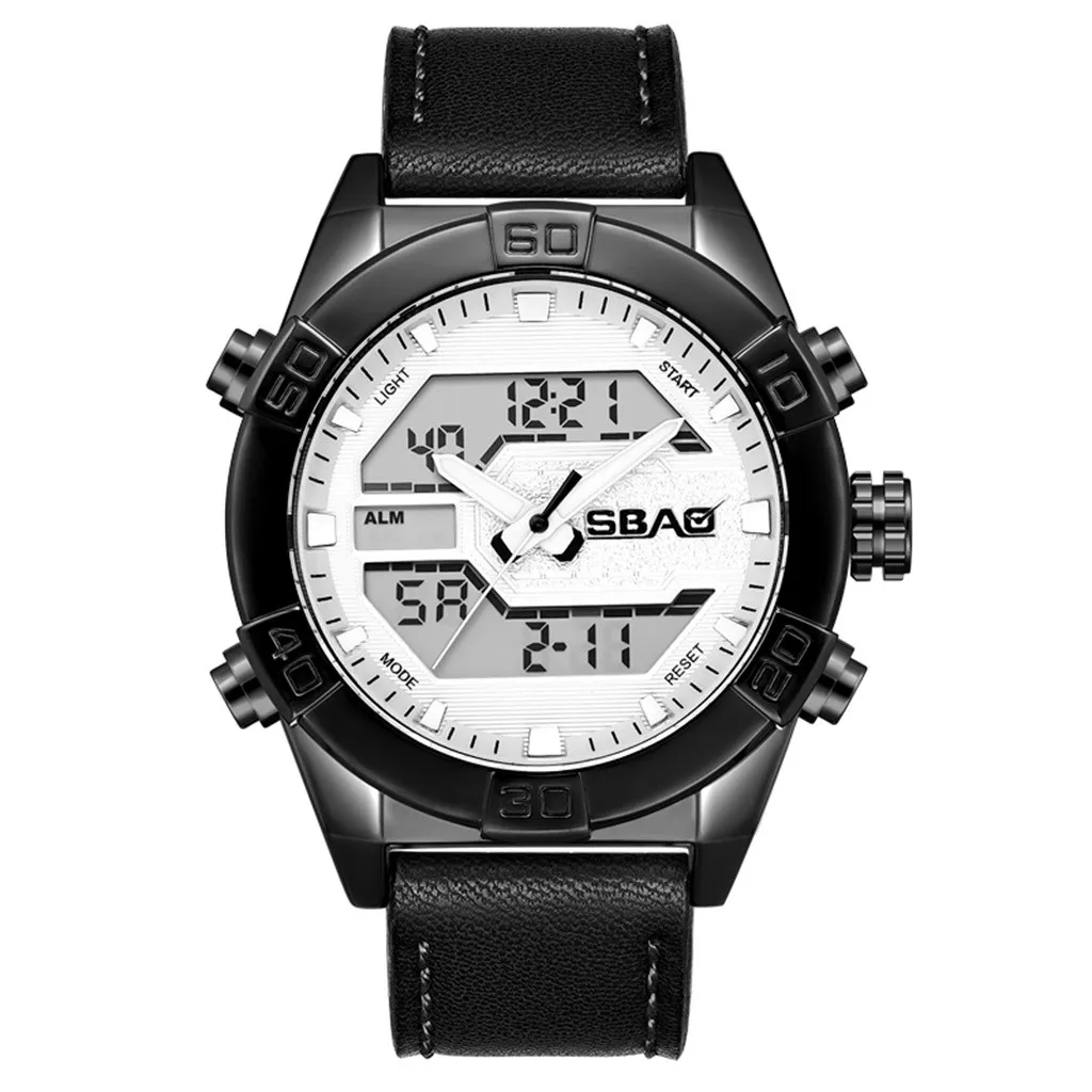 Мужские часы SBAO модные спортивные Брендовые Часы с двойным дисплеем