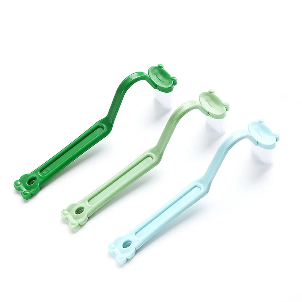 1pcs Useful Portable Creative Frog V Type Plastic Toilet Cleaning Brush Cleaner Brush Scrubber V-type Bent Bathroom Gadgets