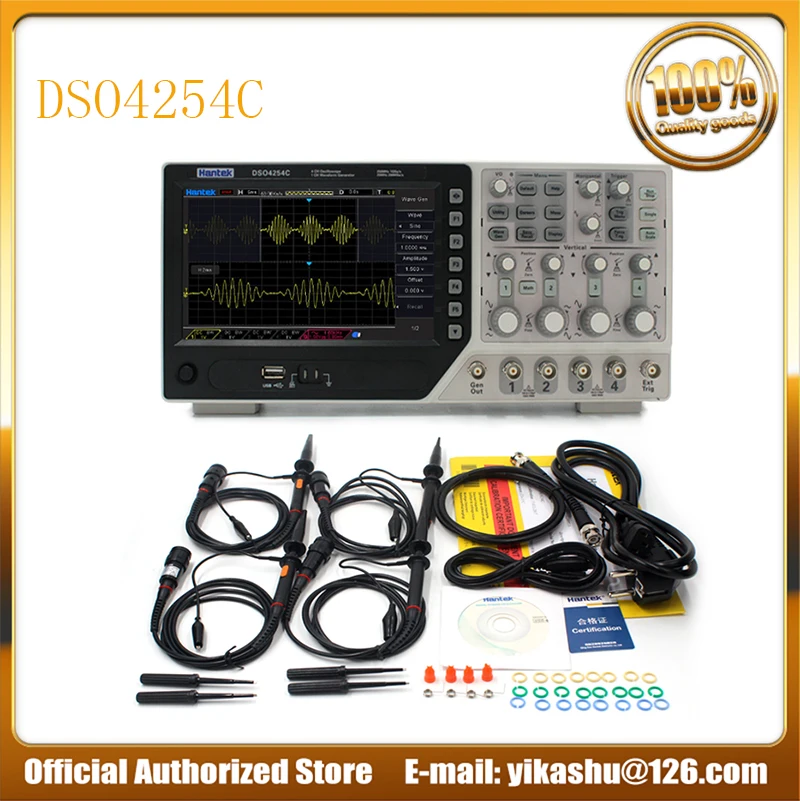 Hantek официальный DSO4254C цифровой осциллограф 4 канала 250 МГц ЖК ПК портативный USB + EXT