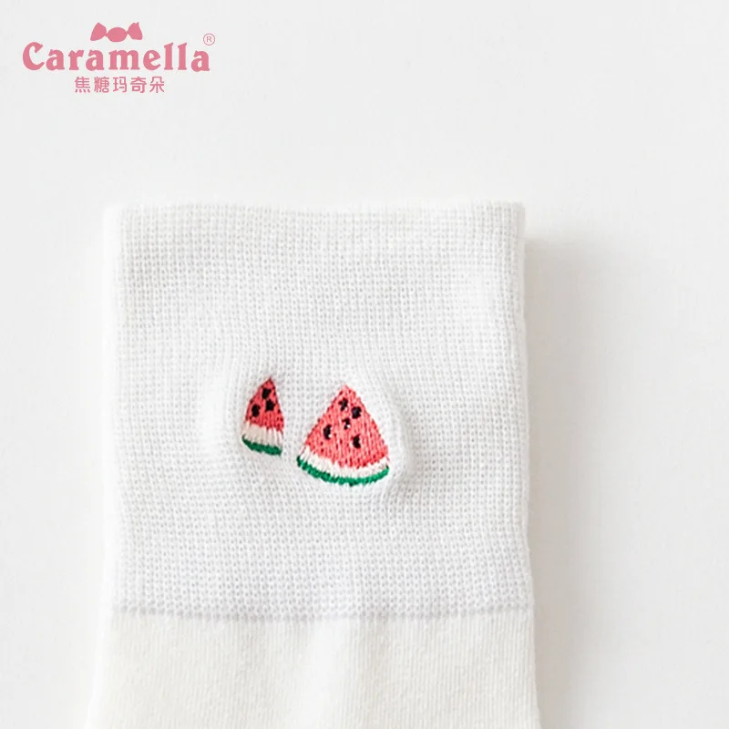 Caramella 2018 3 пары фруктовая вышивка арбуз хлопок милые рождественские теплые