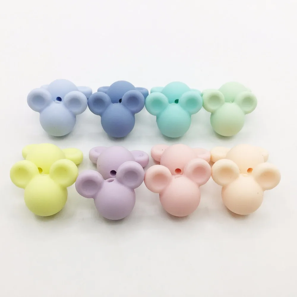 20 шт./лот силиконовые бусины для прорезывания зубов с изображением Микки Мауса DIY