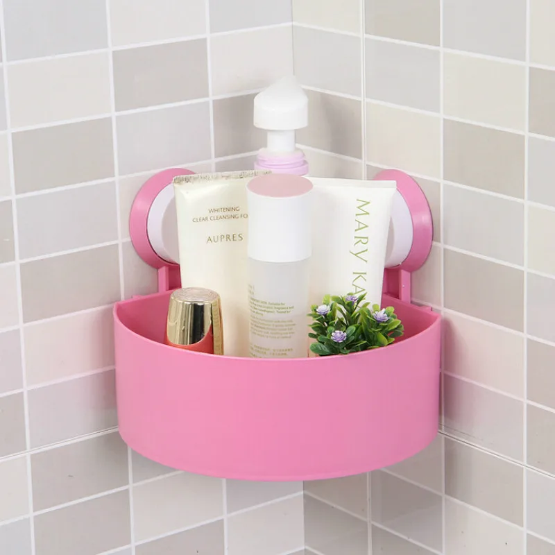 Pink Штатив для унитаза настенный угловой каркас стойка бесплатно Дырокол полка для ванной присоска LM01151728 - Цвет: Pink
