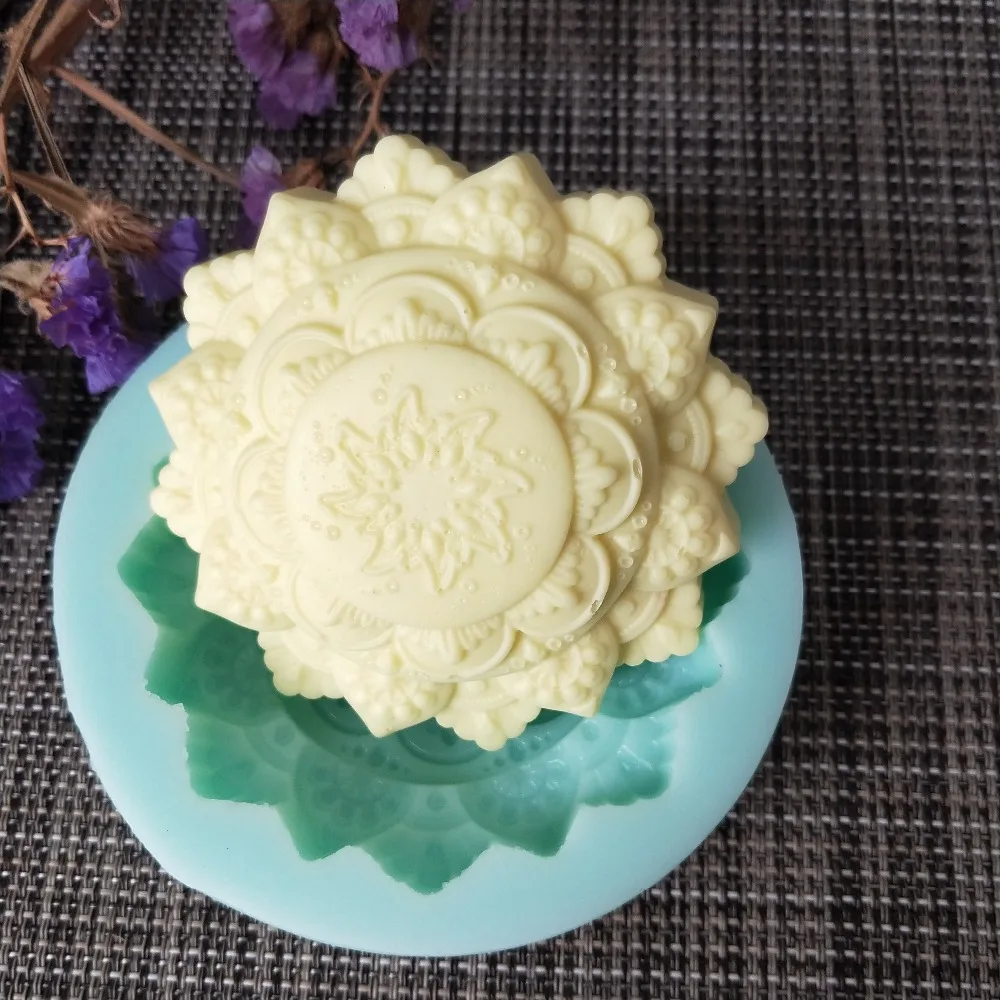 

PRZY QT0123 Embossed Flower Mold Silicone Fatima Soap Mould Handmade Soap Making Molds Candle Mold Silicone Resin Clay Mold