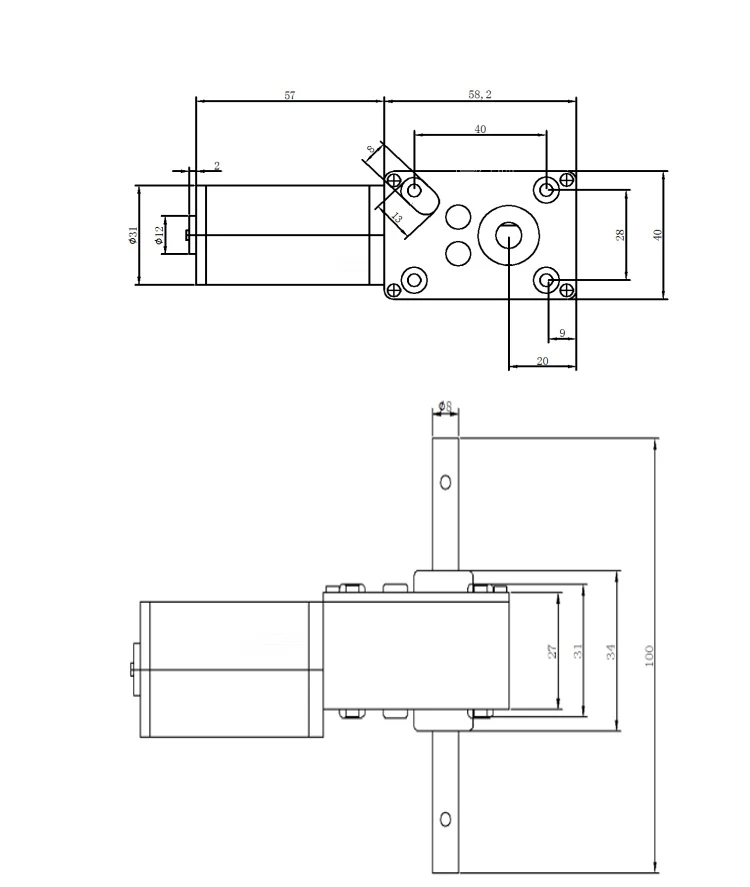 5840-31ZY 12 24 V Worm Шестерни Мотор 12 V DC мотор 24 V обратный высокий крутящий момент 12 V электродвигателя D вал