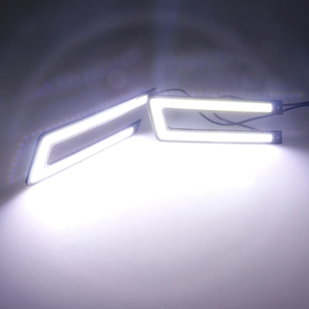 

GEETANS 2pcs White COB Led Daytime Running Light DRL Headlight Fog Lamp DC12V Car Light Source U Shape AE