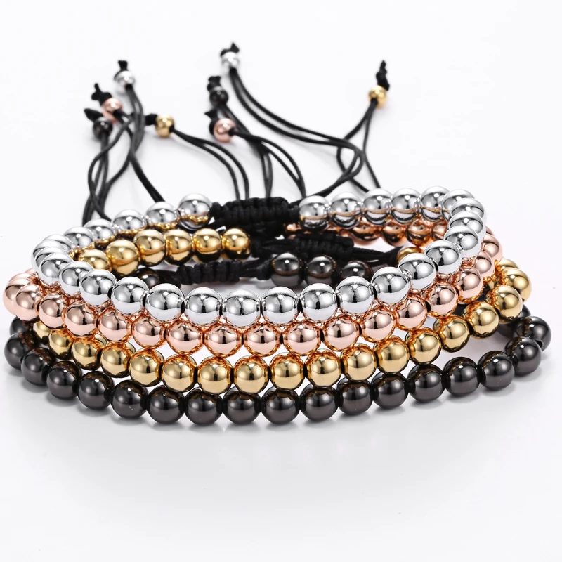 Гематит браслет плетеные браслеты мужской для женщин бусы 6 мм регулируемый с