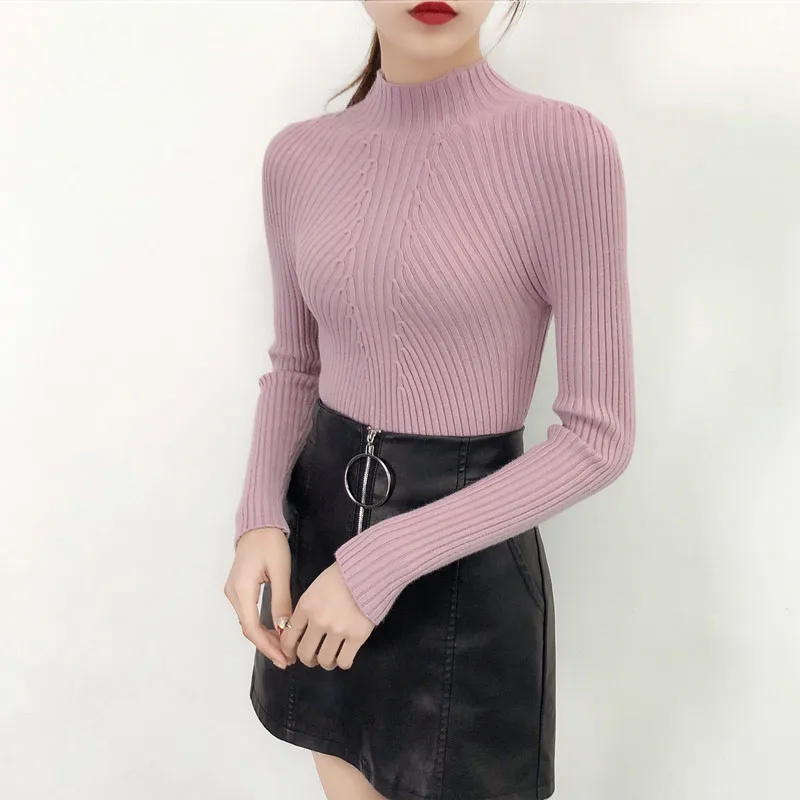 Autumn Winter Sweater Women Turtleneck Pullover Big size Slim Long sleeve Black Tops Knitwear Korean White Female Sweaters | Женская