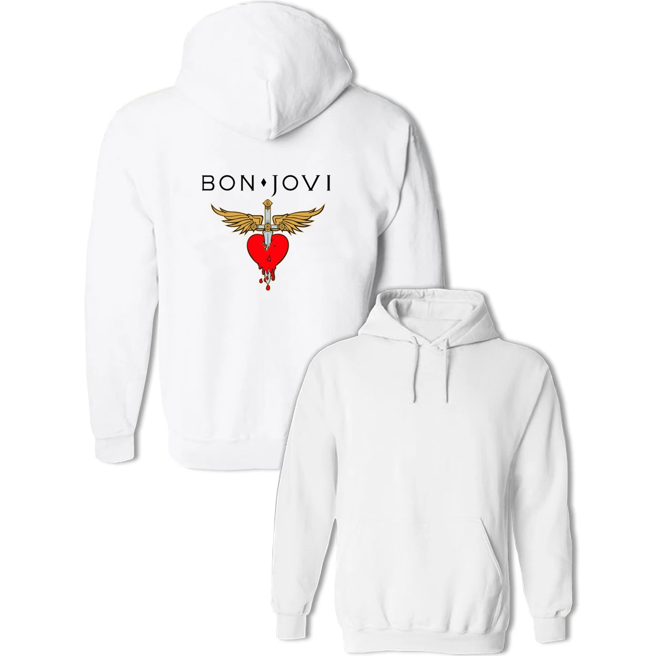 WM999W Модные толстовки унисекс с надписью «Bon Jovi Rock Band» и крыльями, с мечом в виде сердца, мужские толстовки с капюшоном для мальчиков, пуловеры серого, белого, желтого цвета - Цвет: WM999W