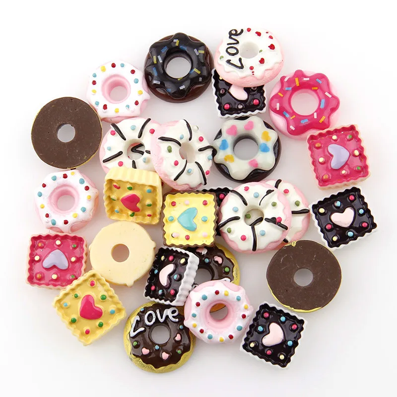 20-25mm 20 шт микс розовый торт Смола плоская спина, кабошон Kawaii DIY Смола Ремесло Украшение Миниатюрный смолы крем хлеб еда для DIY - Цвет: 20-25mm