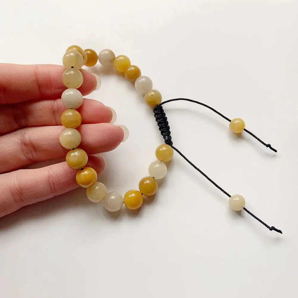 8mm Yellow Quartz Stone Beads Jewelry Handmade Genuine Energy Crystal Healing Ball Bracelet Adjustable 1pc | Украшения и