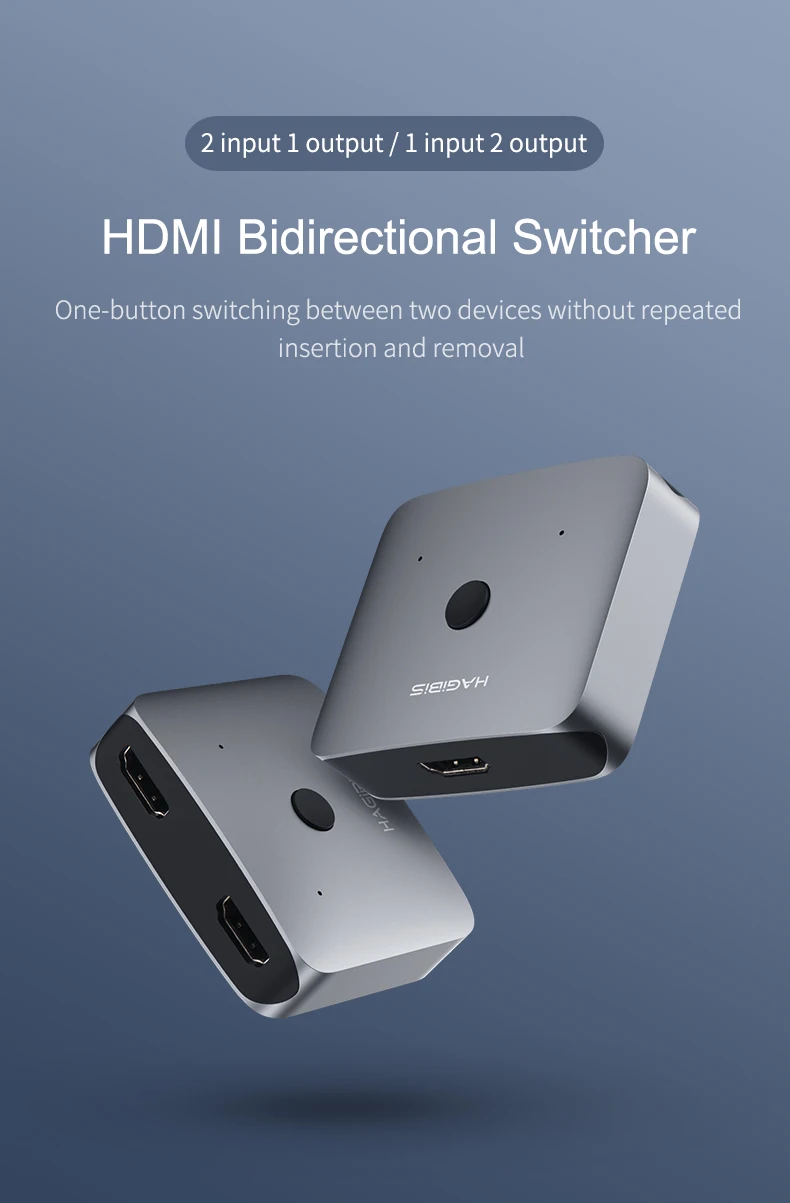 Hagибис HDMI переключатель Bi-Direction 2,0 HDMI 4 k@ 60Hz коммутатор 1x2/2x1 адаптер 2 в 1 out конвертер для PS4/3 tv Box HDMI разветвитель