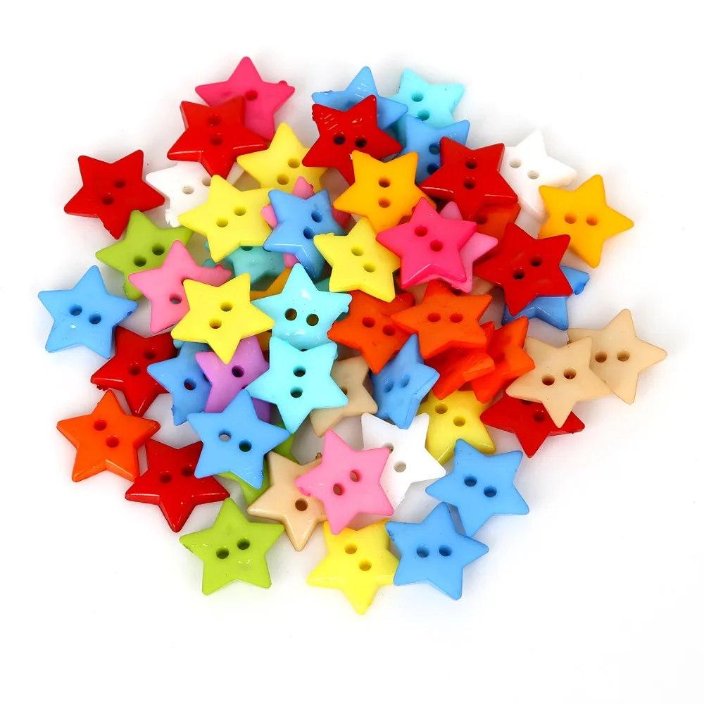 50 шт. Пластик для пришивания пуговиц Скрапбукинг звезда Цвет случайный смешанный