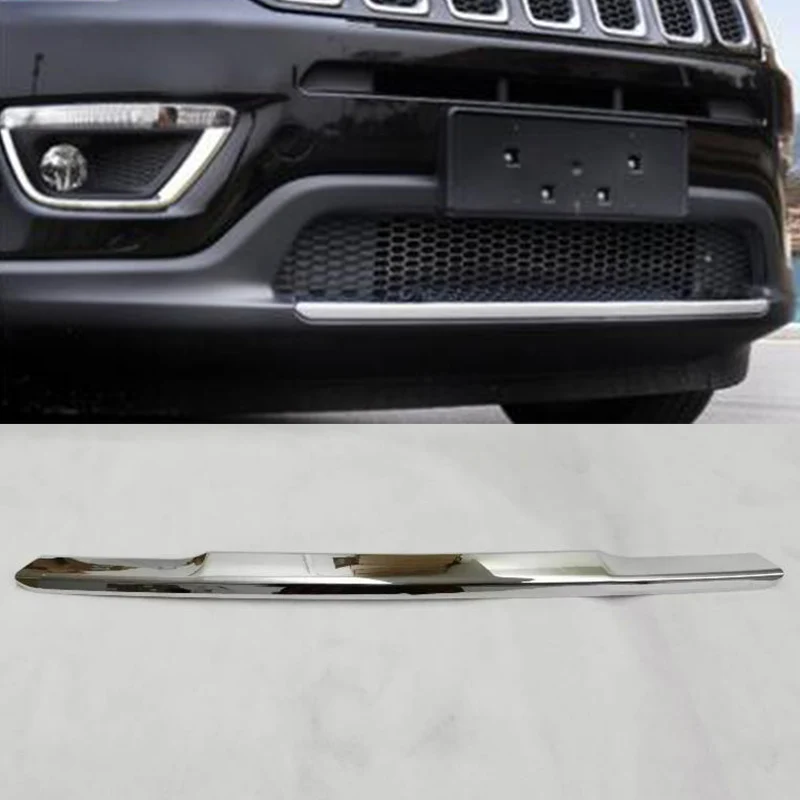 Накладка на передний и Нижний Бампер для JEEP COMPASS 2017 2018 АБС пластик хромированная